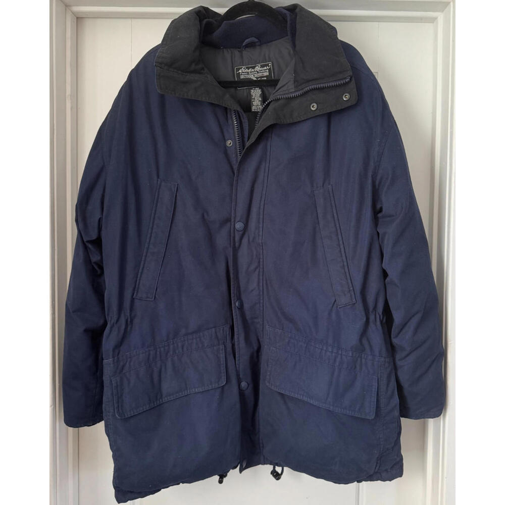 Eddie Bauer Down Jacket Mens Size Medium Blue Parka Coat